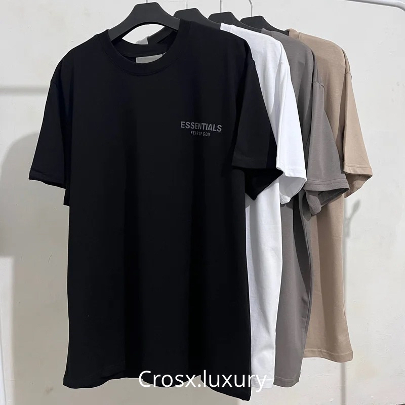 CROSX LUXURY FOG ESSENTIALS FRONT REFLECTIVE TEXT T-SHIRT / T SHIRT PRIA WANITA BAJU KAOS LENGAN PEN