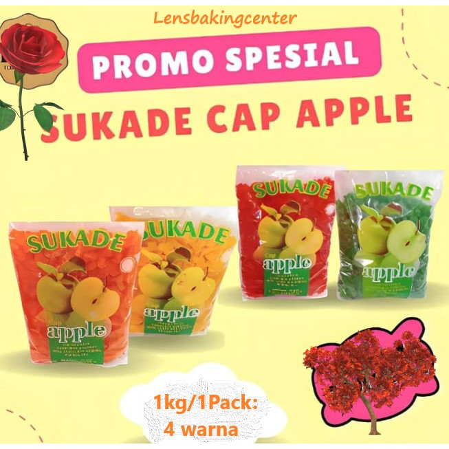 

Sukade Apel / Apple 1kg | Sukade Manisan Pepaya | Toping / Topping Sukade Warna Warni Halal 1kg | 1 kg