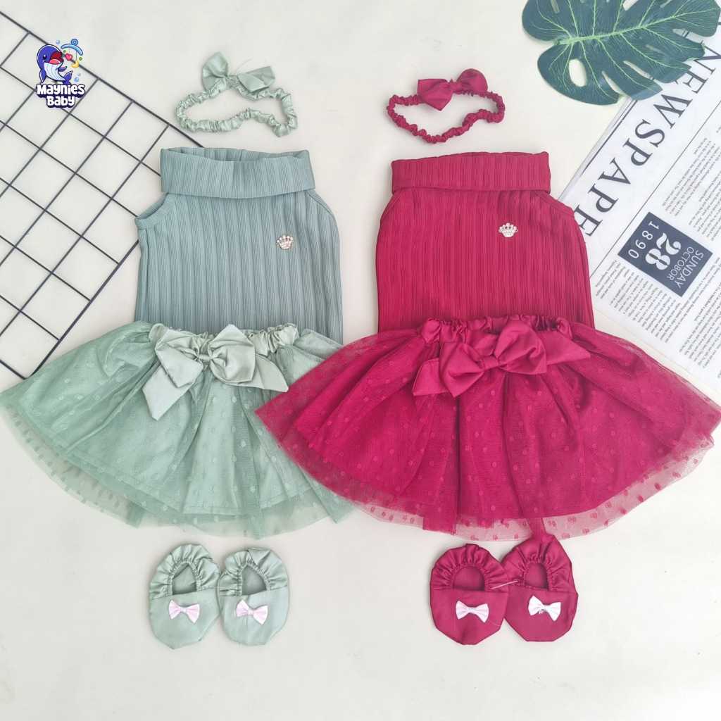 MAYNIESBABY Dress baju bayi perempuan 0-6 bulan setelan bayi cewek rok baju bayi newborn