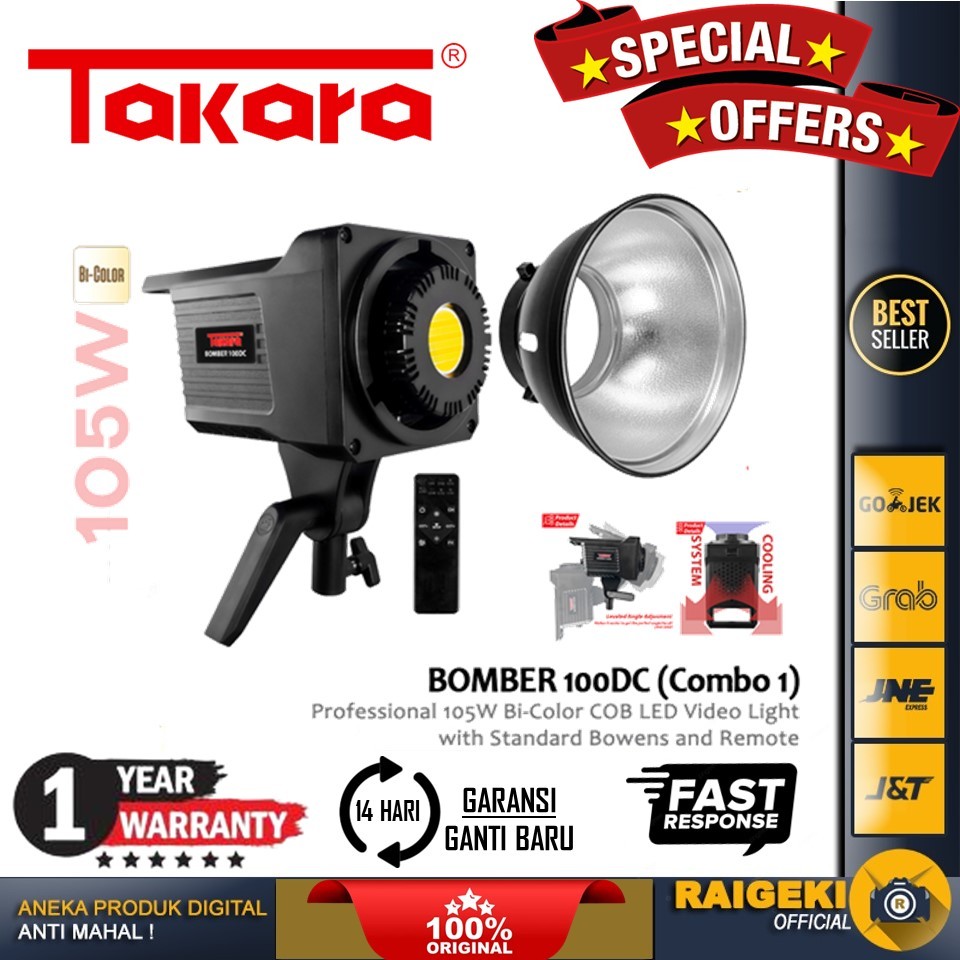 Takara BOMBER 100DC COMBO 1 Professional 105W Bi-Color COB LED Video Light