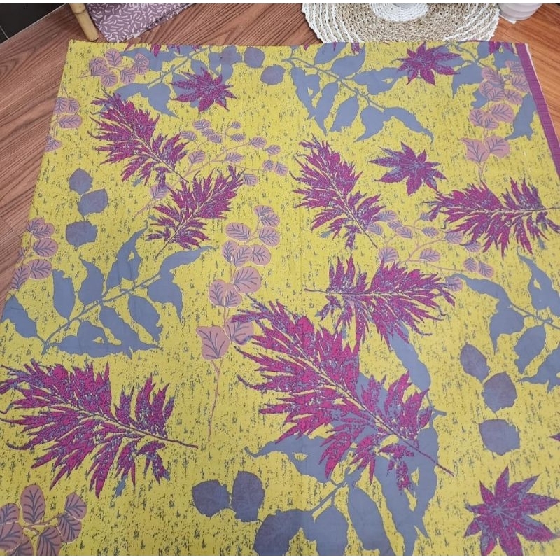 TERMURAH!!! KAIN BATIK LAWEYAN SOLO MOTIF DAUN ECOPRINT KUNING C219
