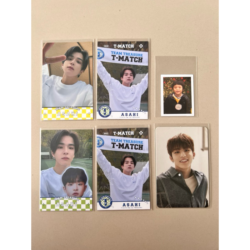 pc tmatch asahi white & blue [pair] / photocard treasure jeongwoo dilan , baby jeongwoo