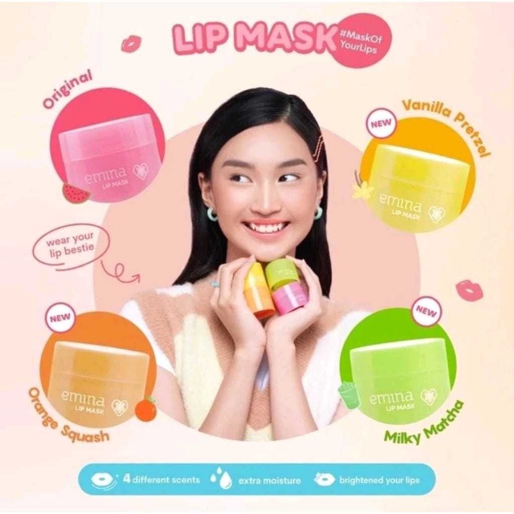 Emina Lip Mask / emina pelembab bibir / masker perawatan bibir pelembab