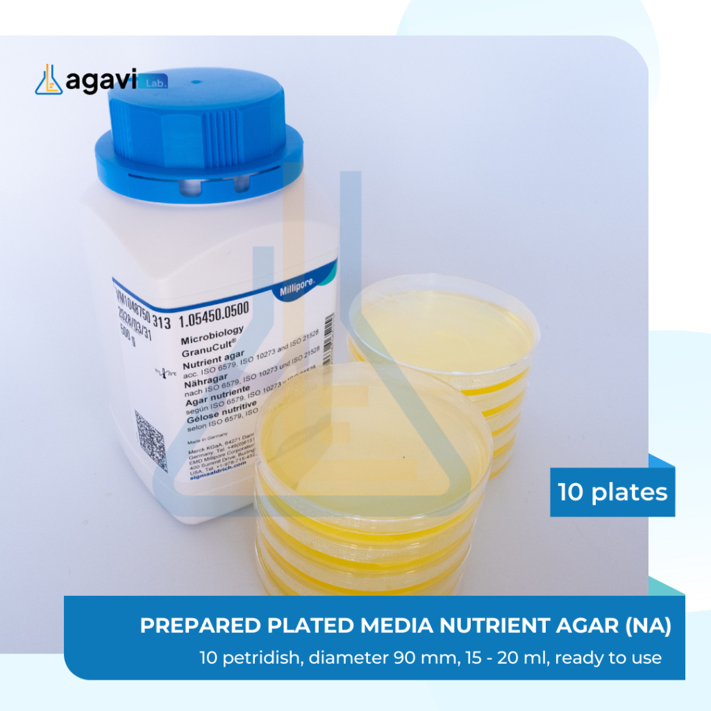 PREPARED PLATED  MEDIA NUTRIENT AGAR (NA) 10 PCS CAWAN PETRI SIAP PAKAI