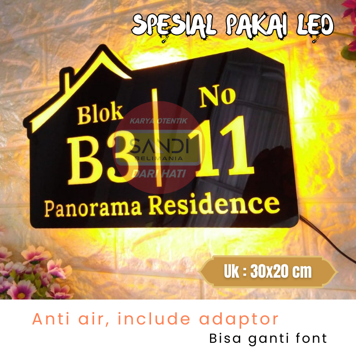 PAPAN NOMOR RUMAH LED ACRYLIC | NOMER RUMAH LED | NO RUMAH MENYALA