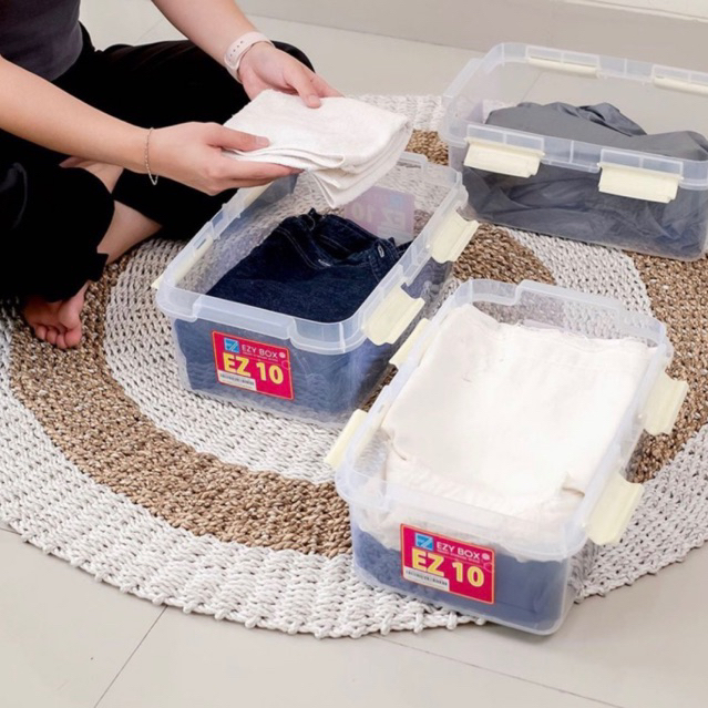 Box Kontainer Plastik Ezy Cb 10 Liter Container box murah Transparan Kotak Penyimpanan Barang Serbag