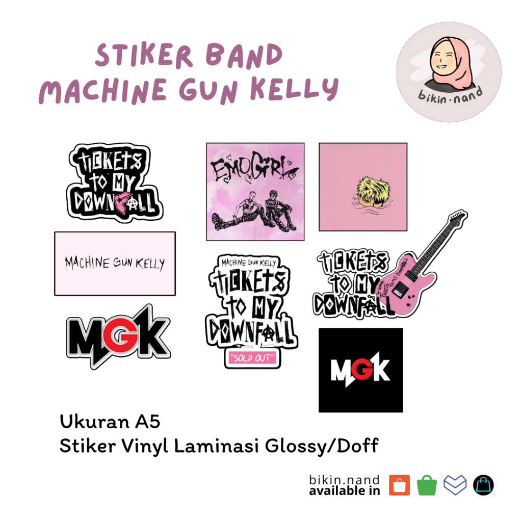 

STICKER PACK BAND Machine Gun Kelly (HIGH QUALITY) MURAH 8 pcs