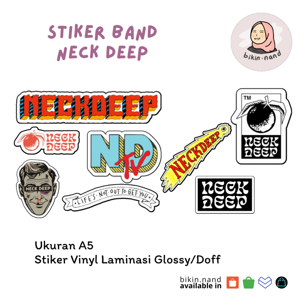 

STICKER PACK BAND Neck Deep (HIGH QUALITY) MURAH 8 pcs