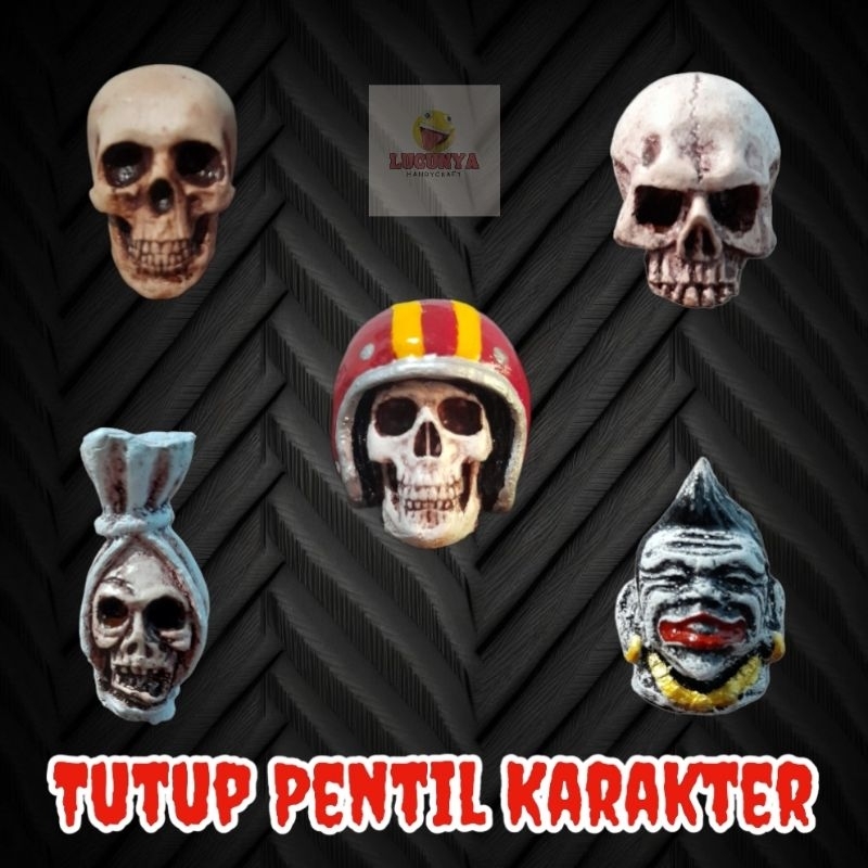 tutup pentil karakter roda ban motor mobil karakter unik semar pocong tengkorak