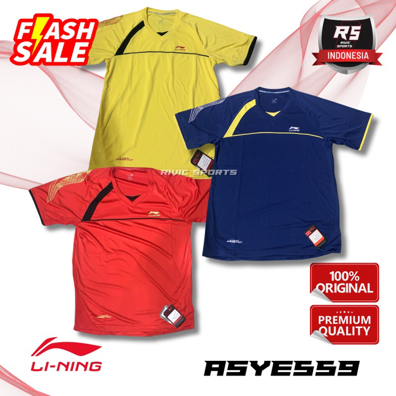 Baju Kaos / Jersey LINING ASYE 559 ASYE559 ORIGINAL BADMINTON TURBO DRY AIR DRY TECHNOLOGY MADE IN C