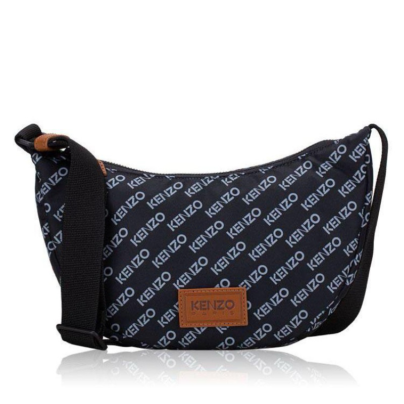 Kenzo Monogram Sport Nylon Shoulder Bag Black