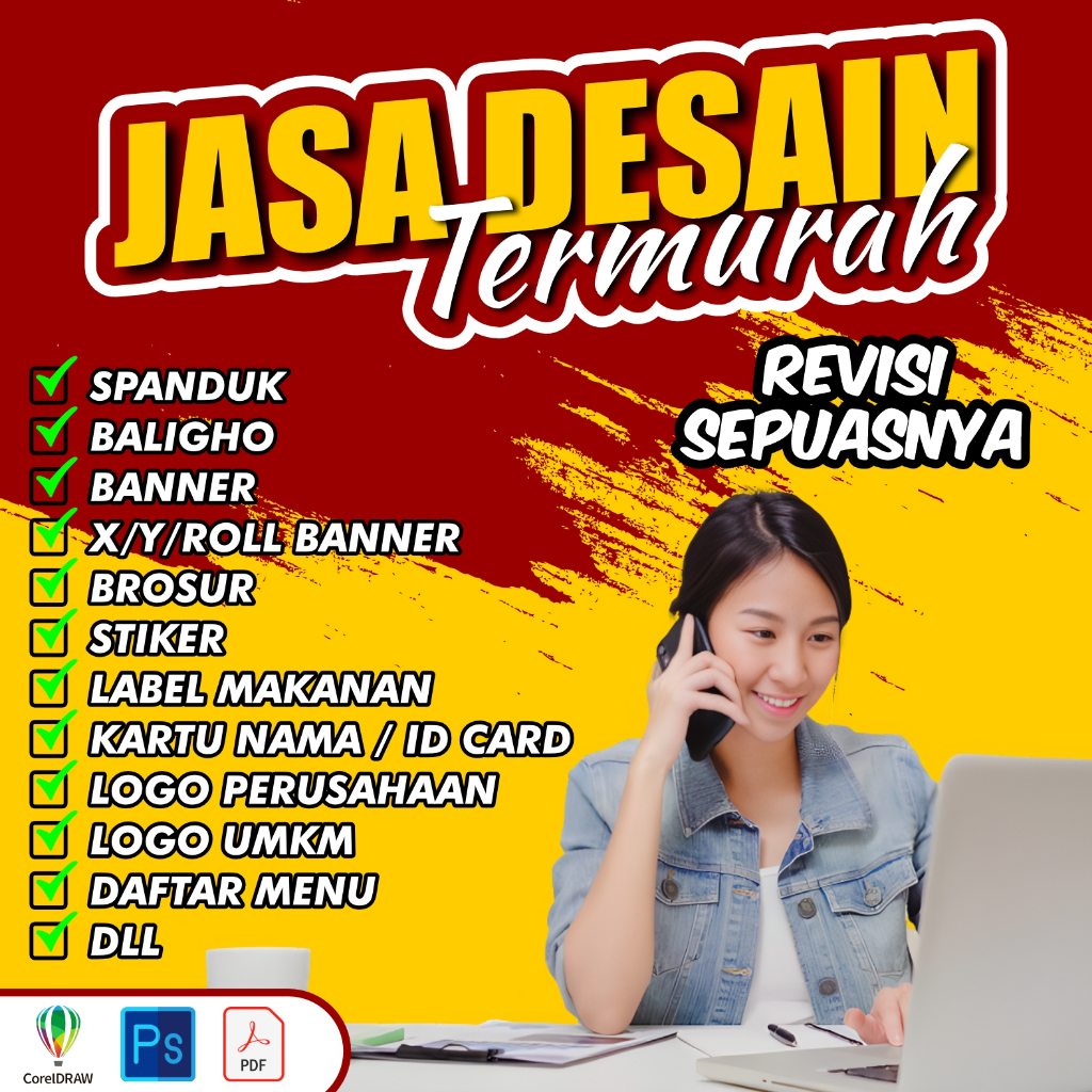 Jasa Desain Online Murah Tanpa Ongkir Hubungi Admin - Spanduk - Baligho - Logo - Stiker - Label Maka