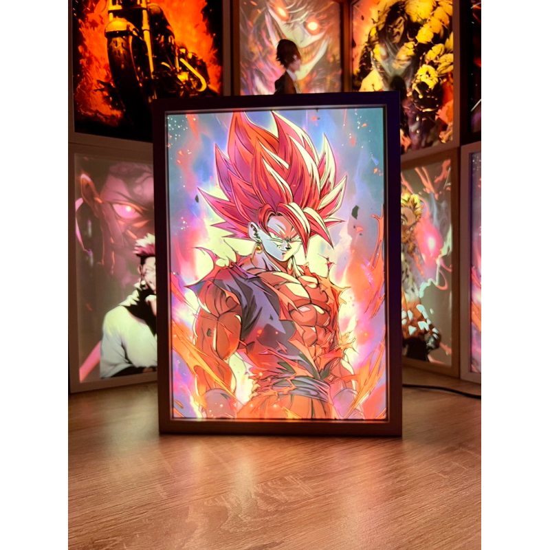 Light Painting Bingkai 3D + Lampu LED Desain Anime Dragon Ball Songoku ( Bisa Costom )
