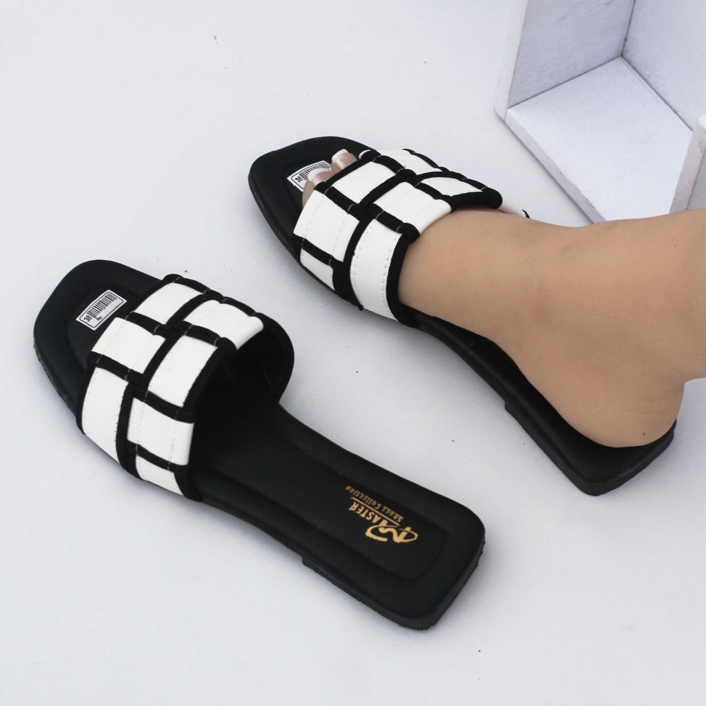 Sandal Kokop Slop Wanita Flat Teplek Kepang Anyam-anyaman Terbaru Kekinian | Sendal Santai Rumah Cas