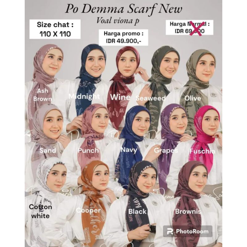 COD ✅ Demma Scarf New By Nadheera Luxury Official Hijab Segiempat Terbaru Jilbab Square Motif