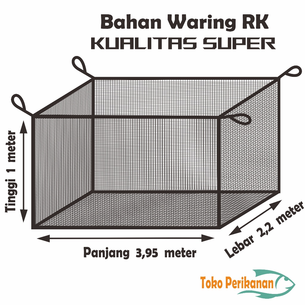 TOKO PERIKANAN - Keramba/Jaring/Waring ikan ukuran ( 3,95 m x 2,2 m x 1 m ) bahan waring RK Hitam
