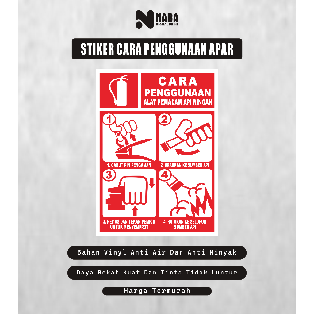

Sign stiker cara menggunakan apar / stiker cara penggunaan apar / stiker apar / stiker alat pemadam kebakaran