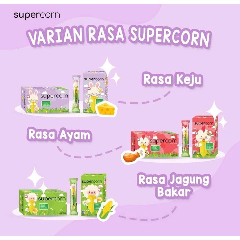 

SUPERCORN STICK JAGUNG - CEMILAN ANAK SEHAT NON MSG ECER 1PCS