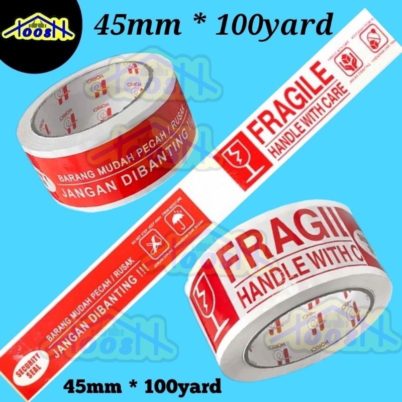 

Lakban Fragile 45mm 100 yard Solasi Fragile 100yard lakban 2 inch 100yard fragil 45mm x 100yard isolasi fragil