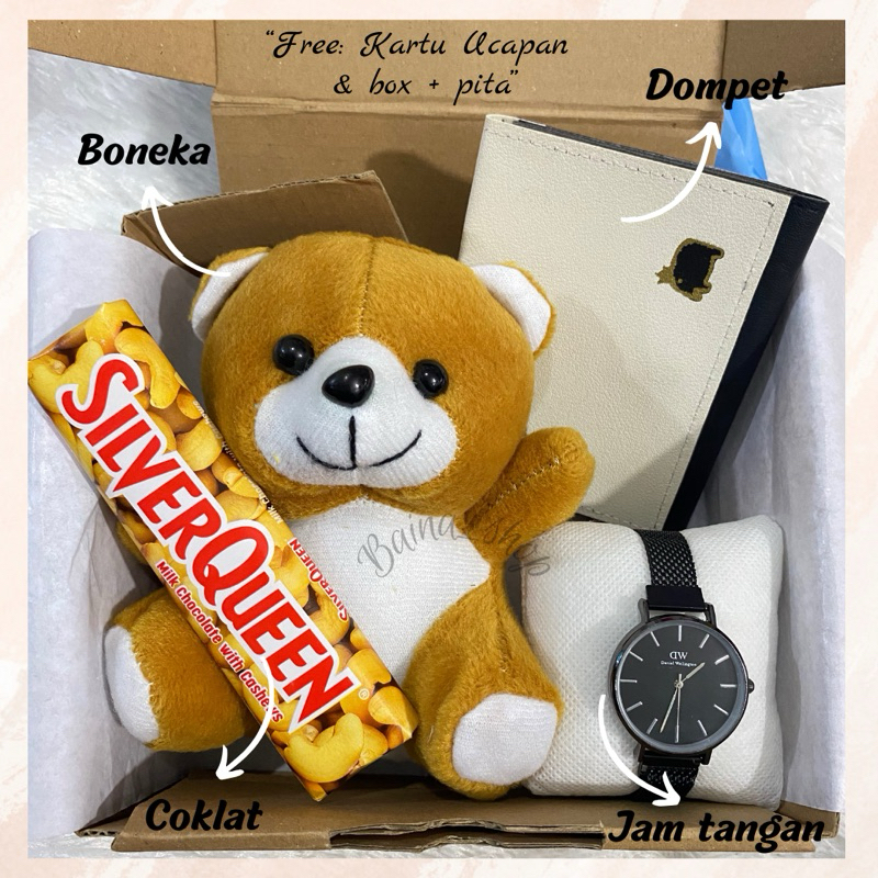 HADIAH ULANG TAHUN BONEKA BEAR BROWN GIFTBOX BONEKA GIFTBOX JAM TANGAN HAMPERS CEWEK HADIAH ANNIVERS