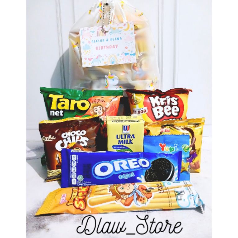 

Paling dicari Paket Snack Ulang Tahun Anak Hampers Ultah Goodybag Ultah Kemasan Premium Free Card