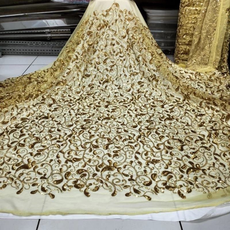 Kain Tile Sequin Full Payet, Bahan tile payet abstrak antik