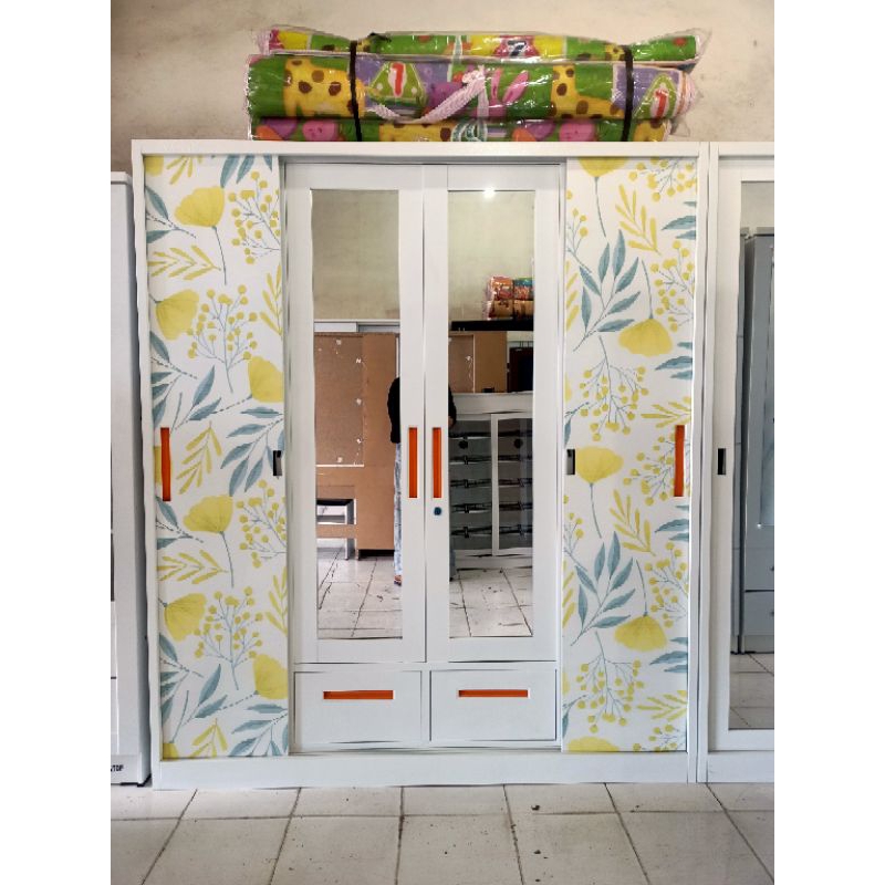 LEMARI BESI 4 PINTU SLIDING | LEMARI PLAT BESI