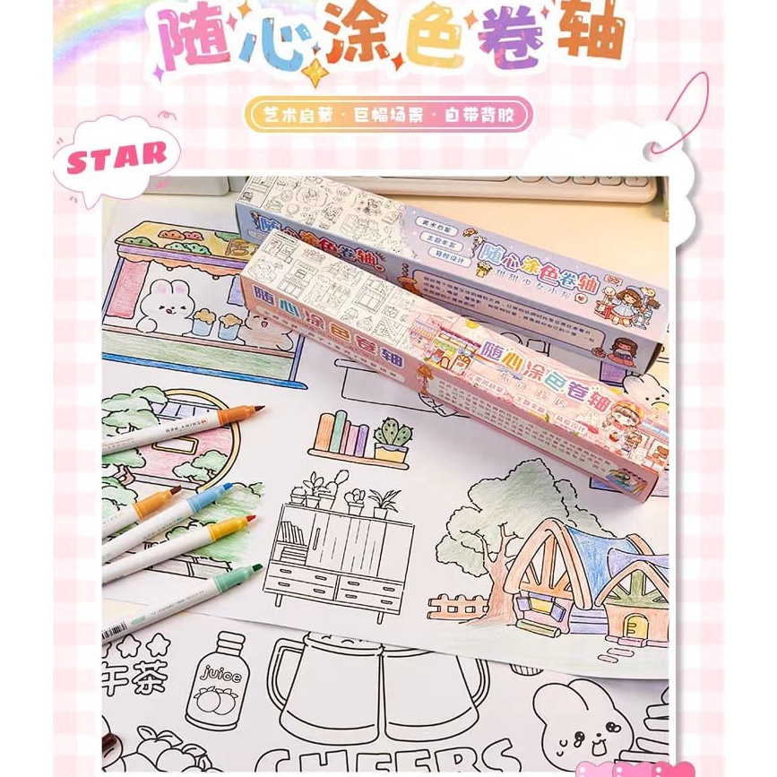 

Ready Stok Kertas Mewarnai jumbo dan besar Kertas bisa jadi STIKERCOLORING ROLL Paper