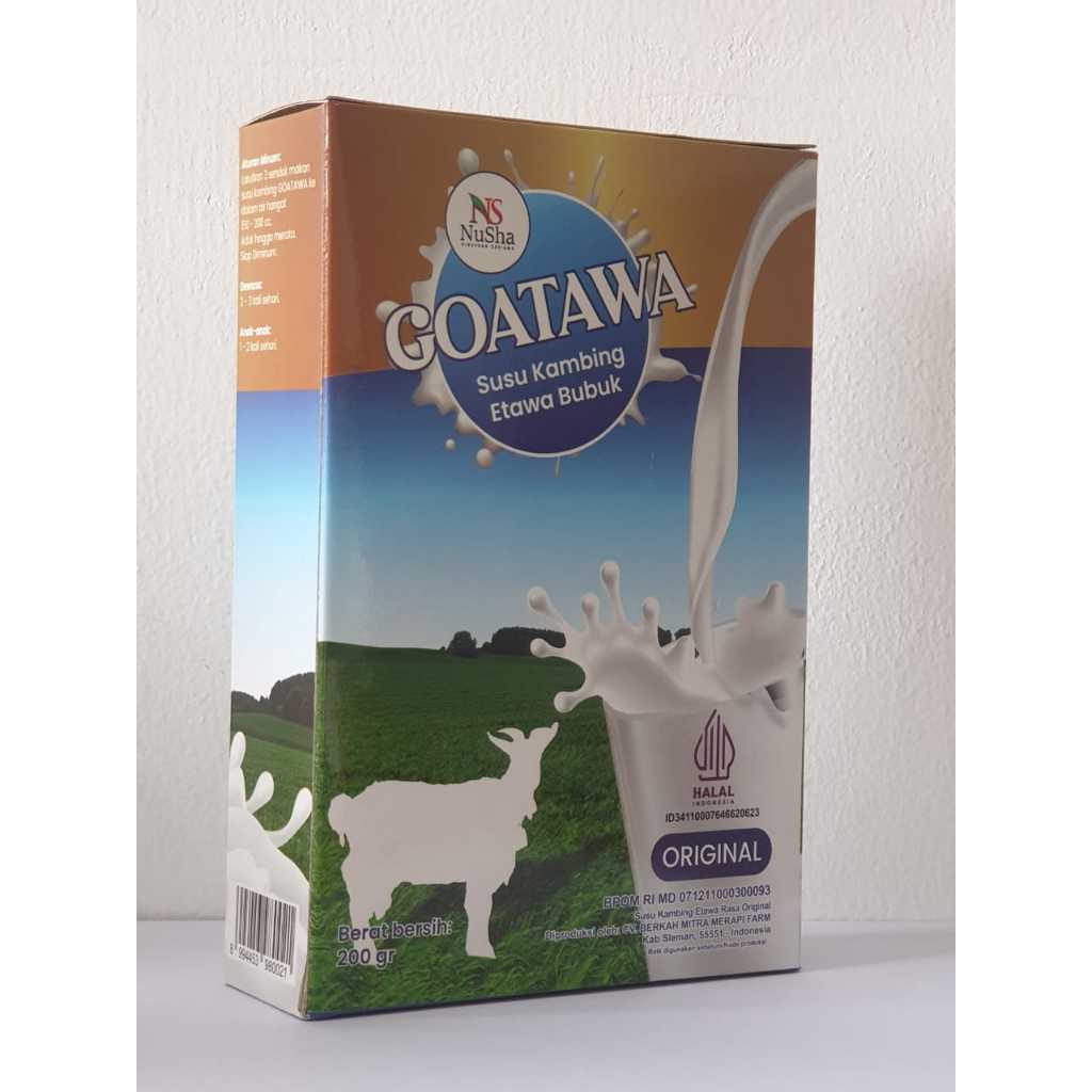 

Susu Kambing Etawa Bubuk GOATAWA, Kesehatan Tulang, Pernapasan, Paru-Paru, Kolesterol, 1 bok isi 200 gr