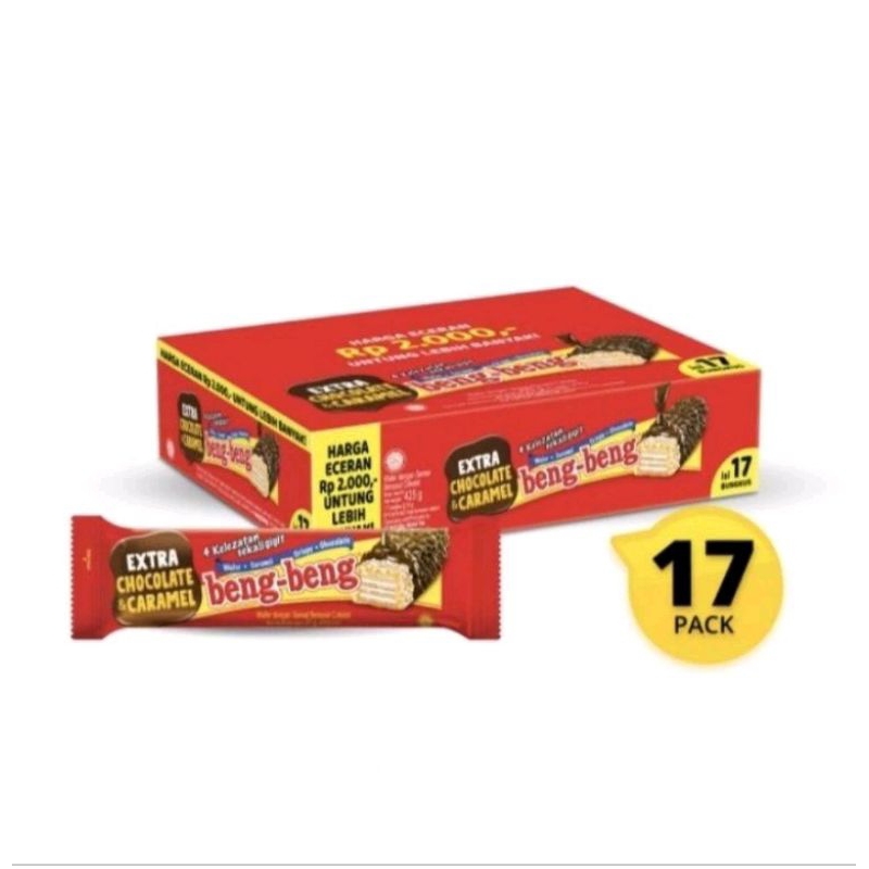 

BENG BENG WAFER CHOCOLATE 1 BOX ISI 17 PACK