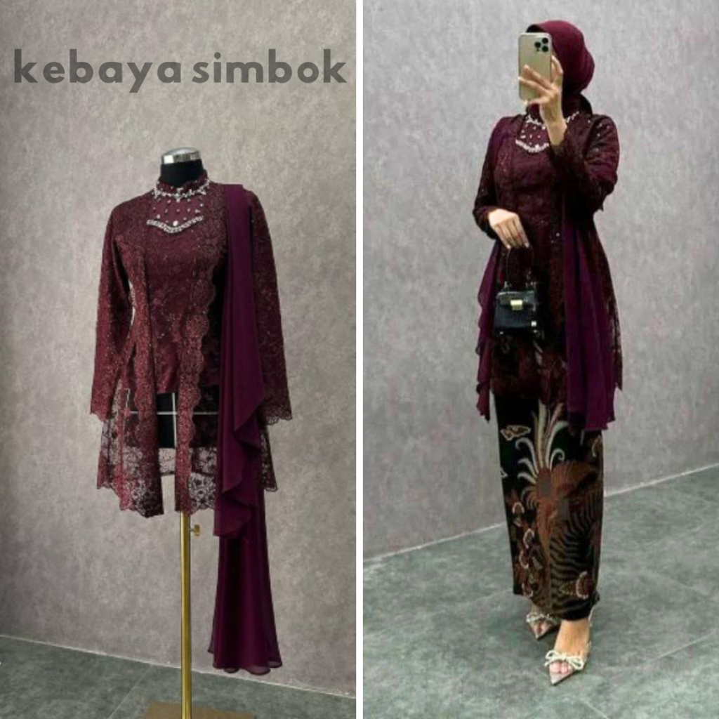 KEBAYA SIMBOK SET KEBAYA KUTUBARU WISUDA KINARA SERIES  BROKAT PRADA PAYET MUTIARA LAMARAN TUNANGAN 