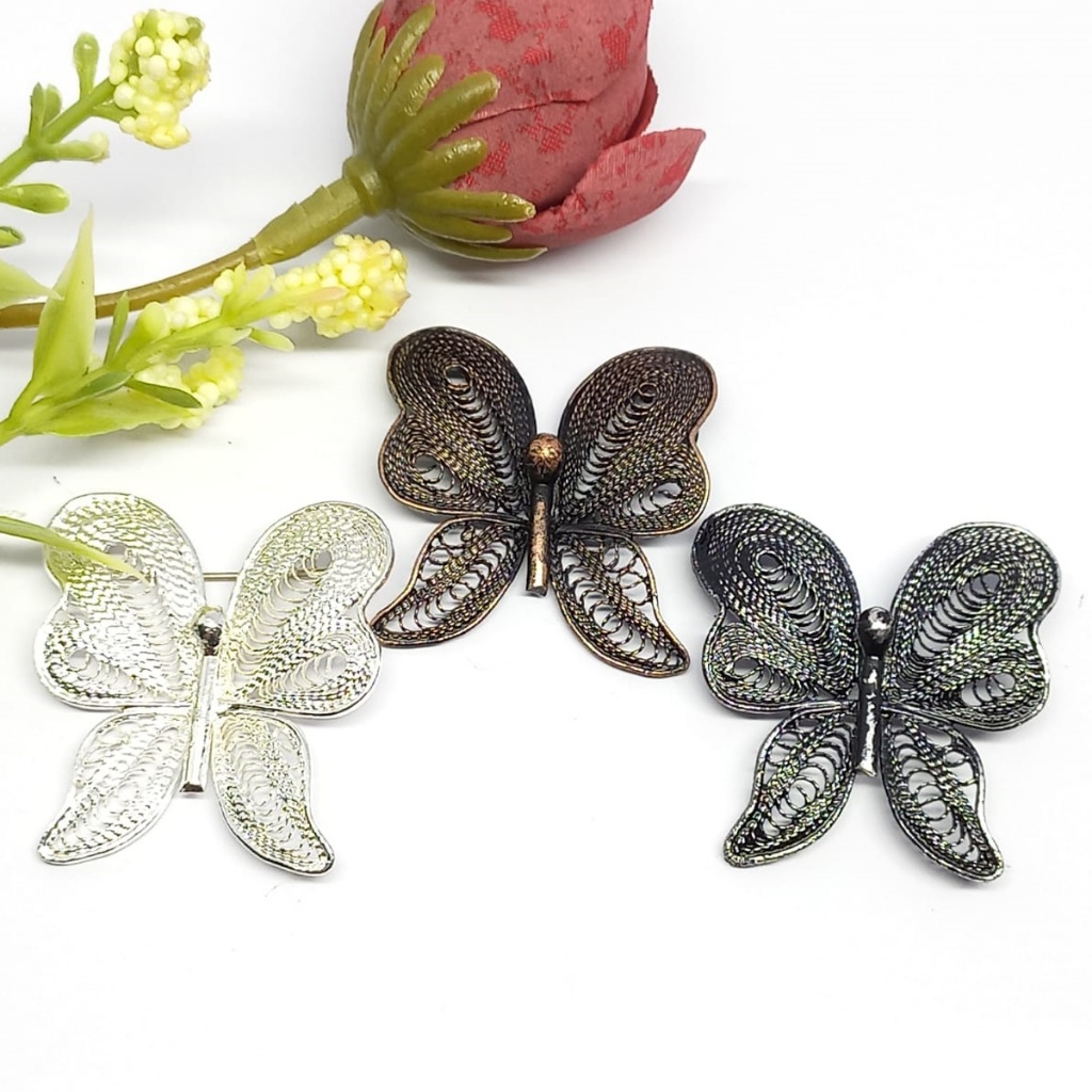 Bros Filigree Kebaya Jilbab Handmade Tembaga Krom Perak Asli Kotagede ID025