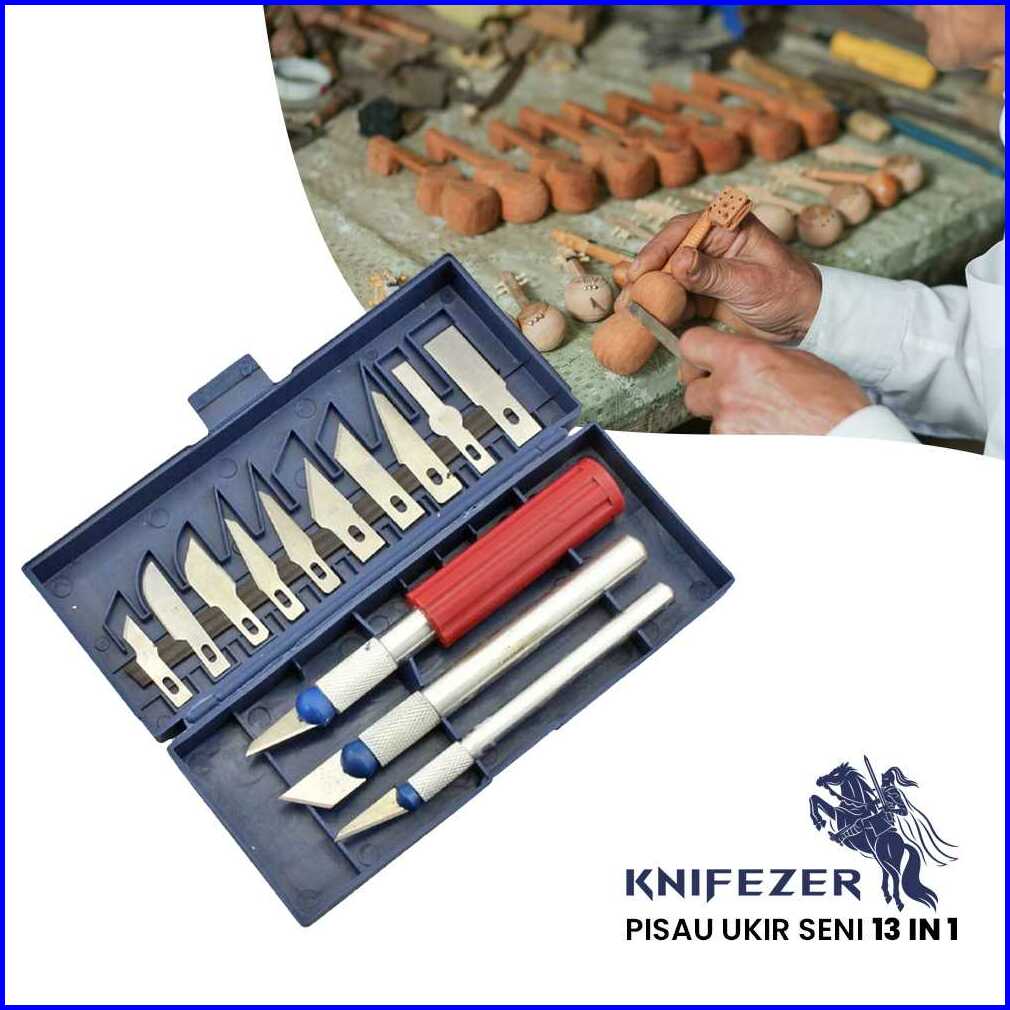 

KNIFEZER Set Pisau Ukir Seni 13 in 1 Crafting Knife 3 Handle - A-003