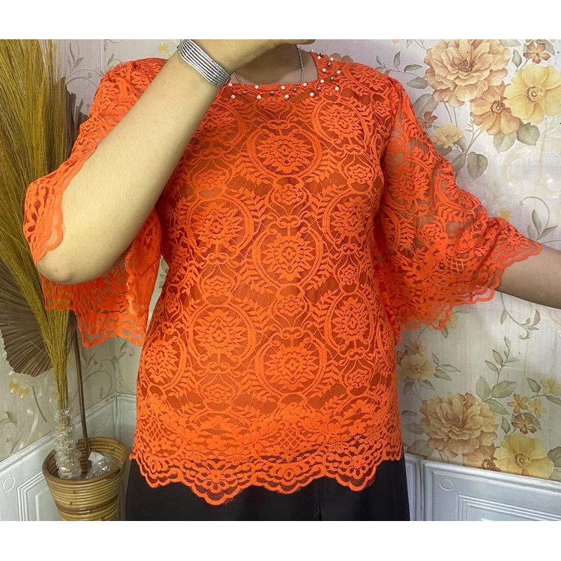 Blus Brukat kelelawar Atasan Brukat