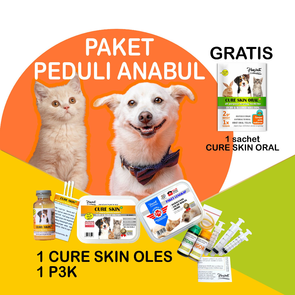 (free cure skin oral) obat jamur kucing anjing scabies alergi gatal bakteri kuman infeksi Harvest Cu