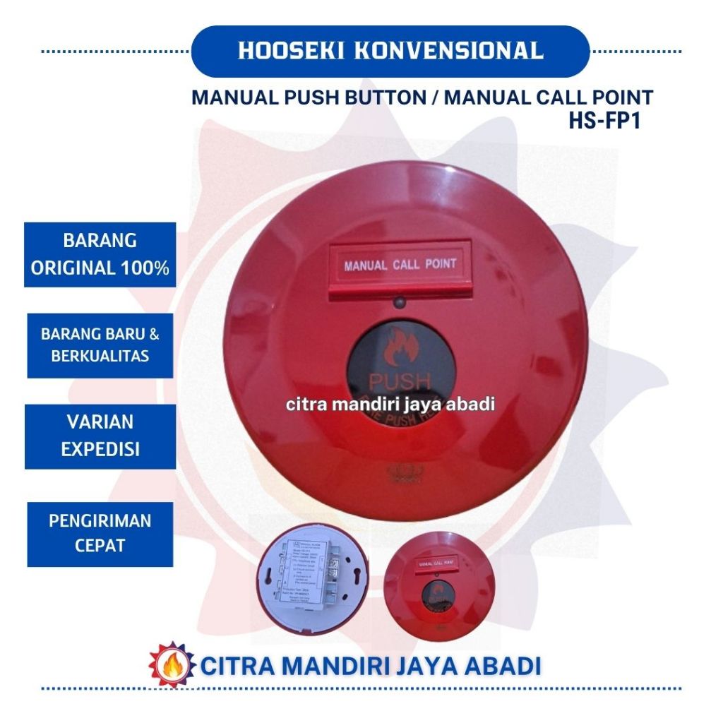 HOOSEKI MANUAL CALL POINT PUSH BUTTON tanpa base