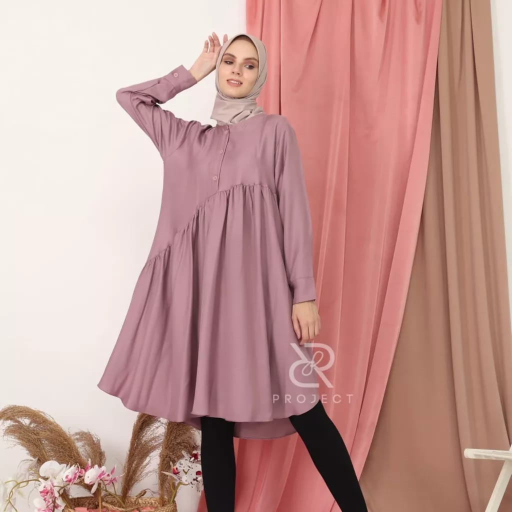 Blouse tunik wanita Mecca lengan panjang || tunik rempel || tunik rayon premium