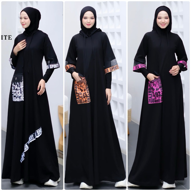 YOUYOU JOZA ARINA CLOTHING SET BERGO GAMIS DRESS KAOS PEREMIUM HITAM POLOS