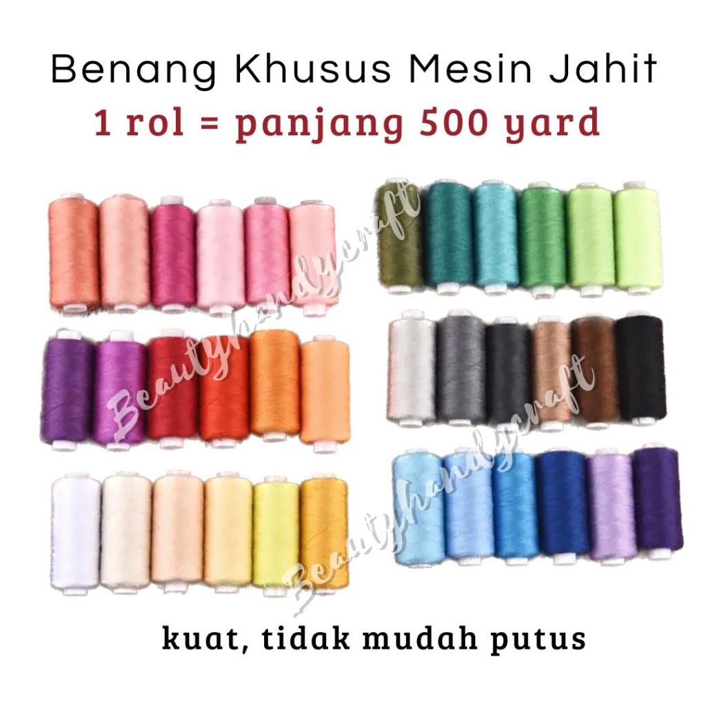 Benang jahit warna warni lengkap 40/2 (500 yard) kualitas bagus per rol  ROPE / YAMALON