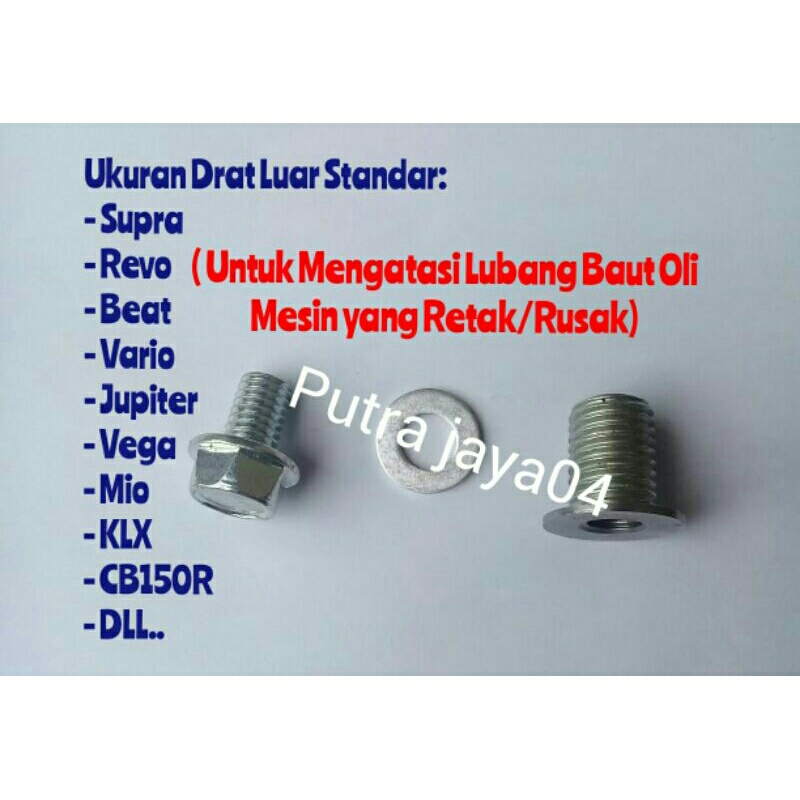 Drat Sok Overboss Baut Oli Drat Luar (Standar motor) Drat Dalam m8×1.25 (Baut kunci 12)