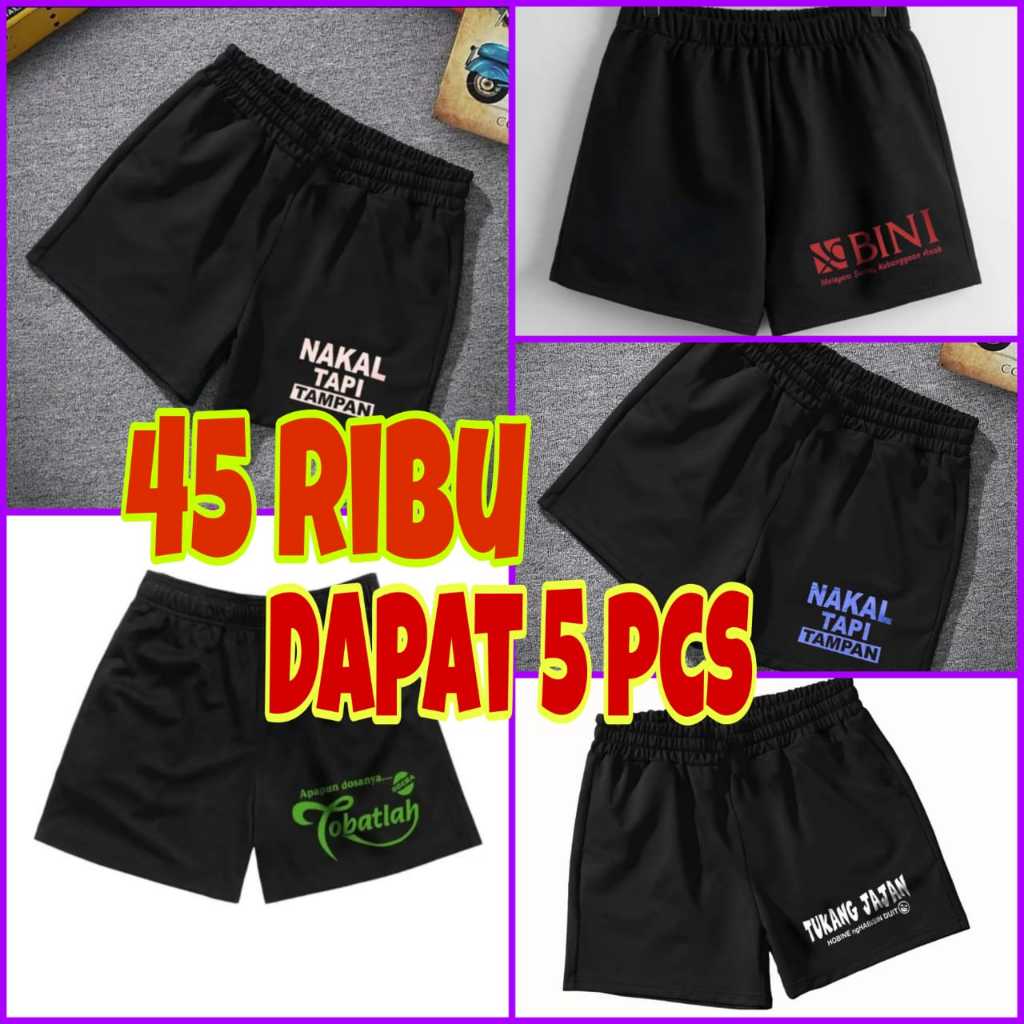 (45 RIBU DAPAT 5 PCS)Celana pendek anak kolor santai anak usia 8-12 Tahun  murah olahraga training l