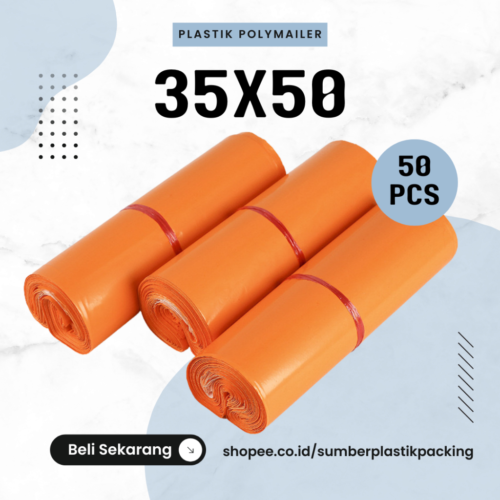 

Polymailer 35x50cm isi 50Pcs Warna Orange Glossy | Plastik Packing Baju Banyak