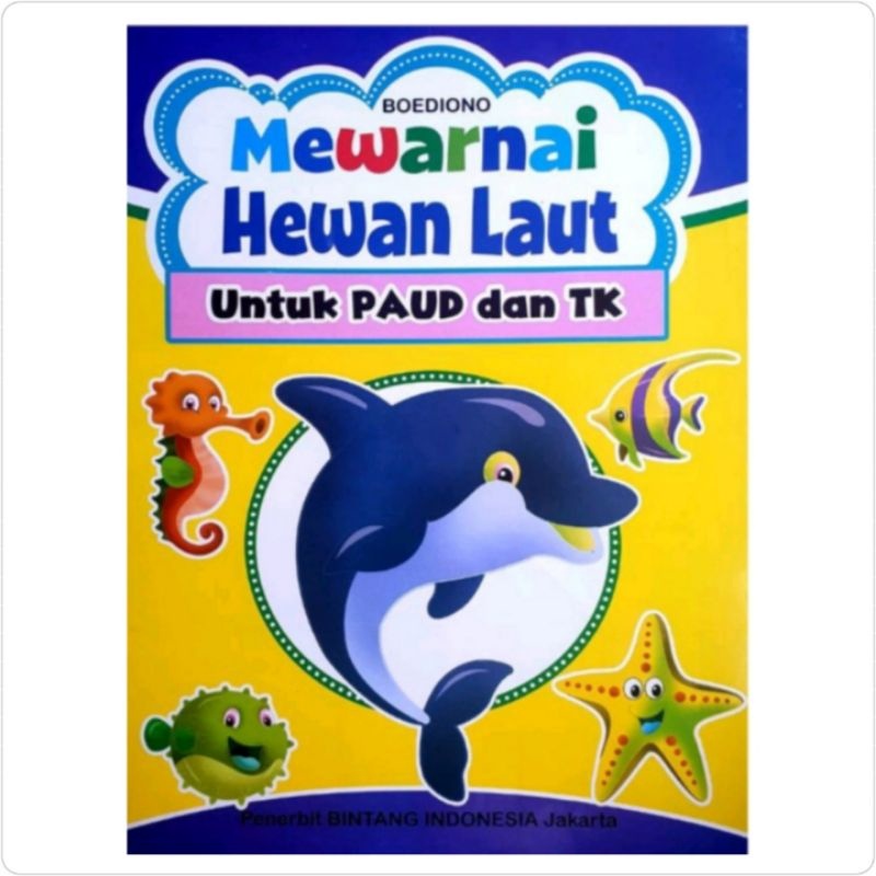 Buku Mewarnai Hewan Laut Ukuran Besar Untuk PAUD dan TK