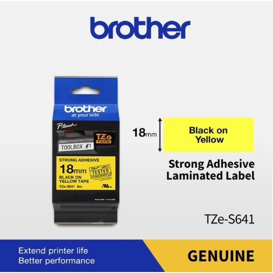 

Brother TZe-S641 18mm Strong adhesive Black on Yellow/BrotherP-Touch