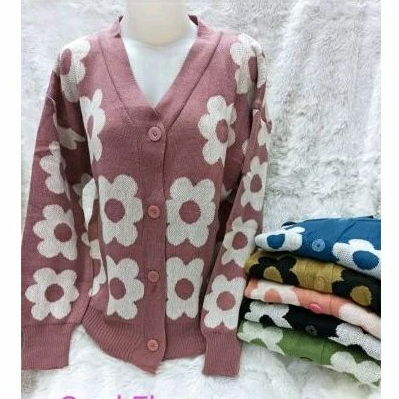 Cardy rajut wanita | cardy motif | cardy flower