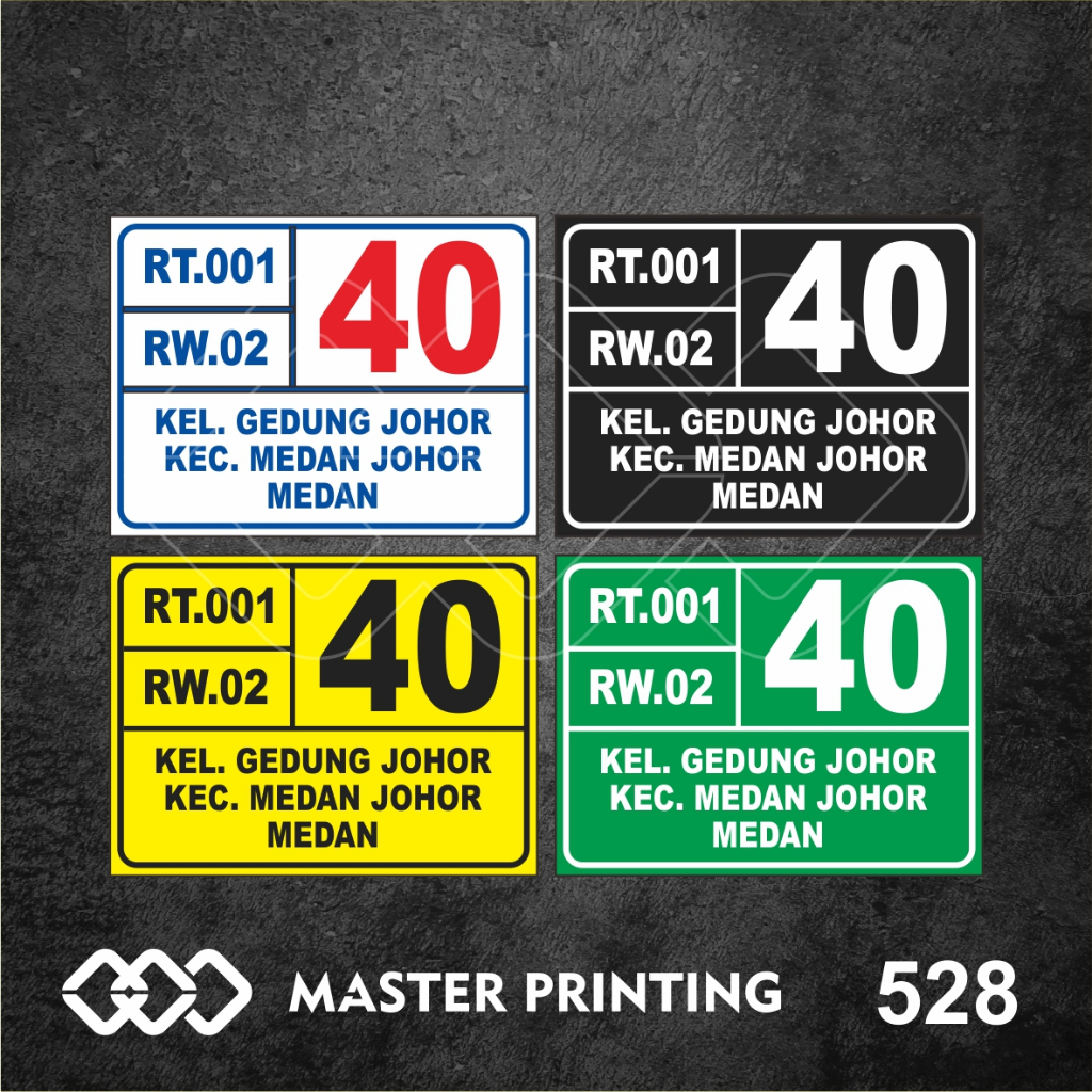 

528 - Stiker Nomor Rumah, Sticker Vinyl, Premium, Tahan Air, Termurah, dan Bisa Custom