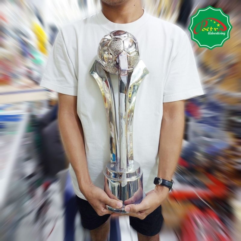 Trophy | Piala Bergilir Cup Bola Chrome Silver Tinggi 50 cm