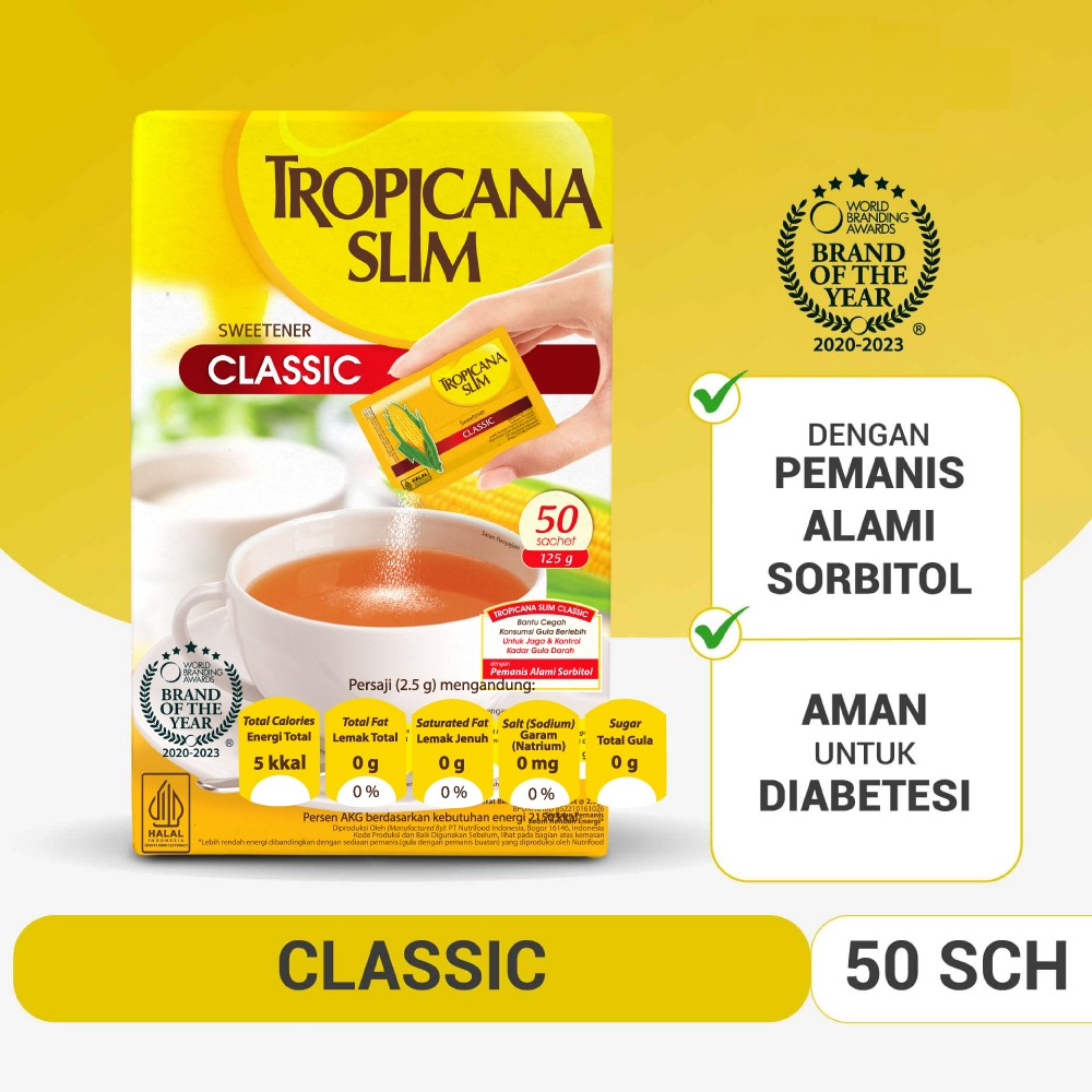 

Tropicana Slim Sweetener Classic 50's- Pemanis Alami Batasi Gula