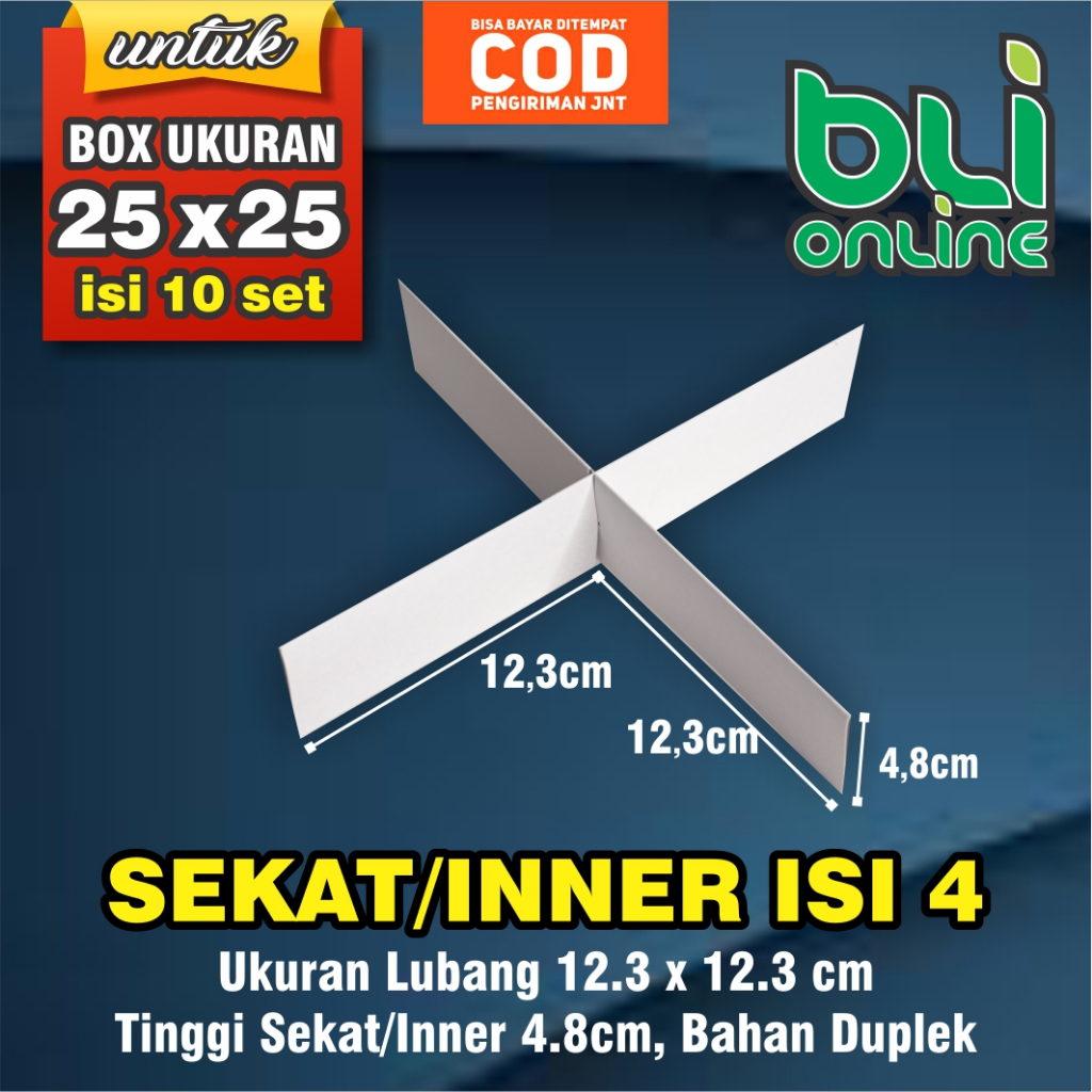 

Sekat / Inner isi 4 untuk box ukuran 25 x 25 penyekat kue / penyekat toples