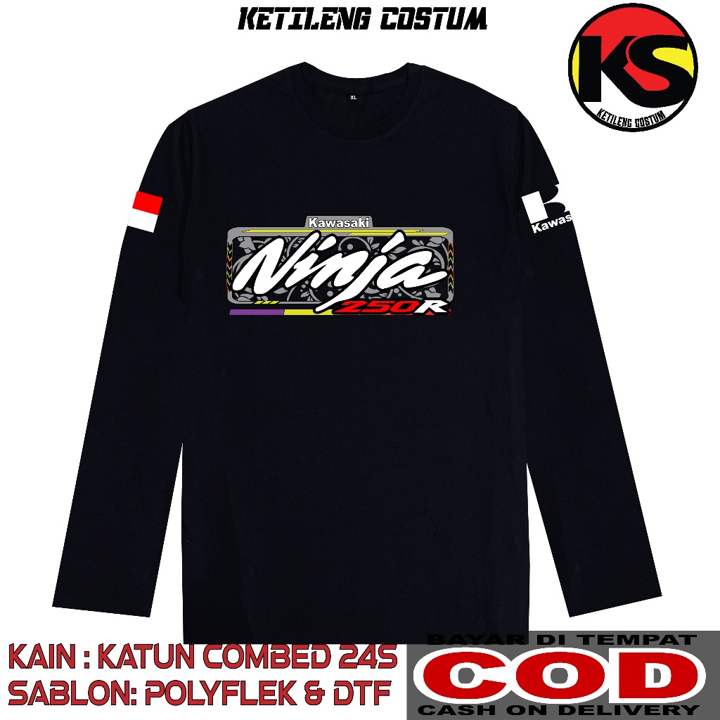 KAOS KAWASAKI NINJA 250R BAHAN COTTON COMBED 24S TEBAL BISA COD KAOS DISTRO KAOS KEREN